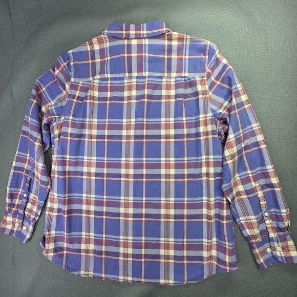 LL Bean Shirt Womens Medium Purple Pink Plaid Long Sleeve Cotton Classic Preppy - Picture 5 of 9